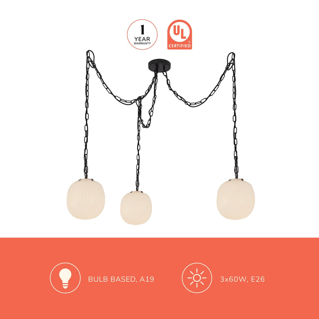 Cherise 12-in 3-Head Multi Pendant