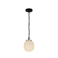 Cherise 7-in Pendant — Matte Black/Glossy Ribbed Opal Glass