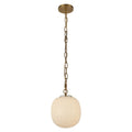 Cherise 12-in Pendant — Brushed Gold/Glossy Ribbed Opal Glass