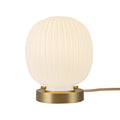 Cherise 7-in Table Lamp — Brushed Gold/Glossy Ribbed Opal Glass
