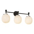 Cherise 28-in Vanity Light — Matte Black/Glossy Ribbed Opal Glass