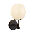 Cherise 7-in Wall/Vanity Light — Matte Black/Glossy Ribbed Opal Glass