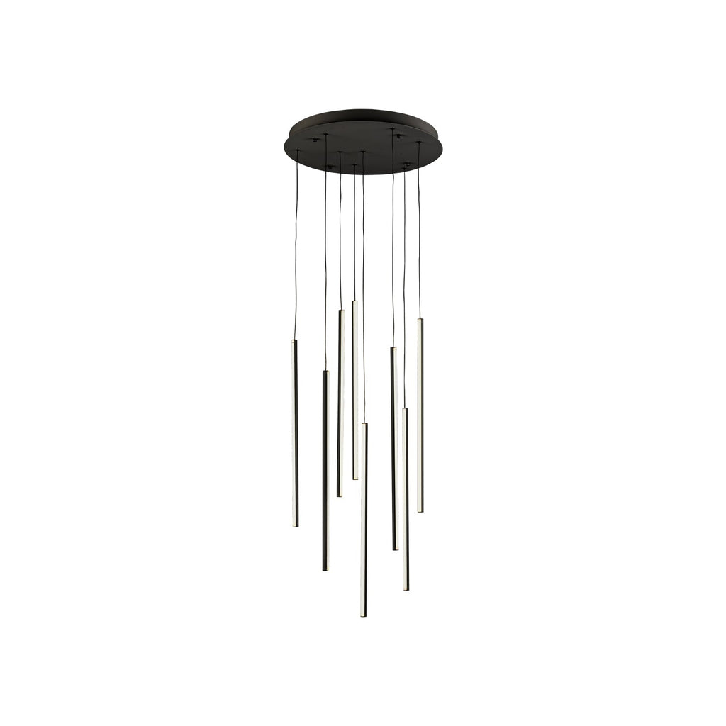 Chute 8 Head Multi Pendant — Black [Universal Voltage and 0-10 Dimming]