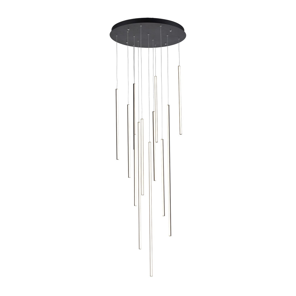 Chute 12 Head Multi Pendant — Black [Universal Voltage and 0-10 Dimming]