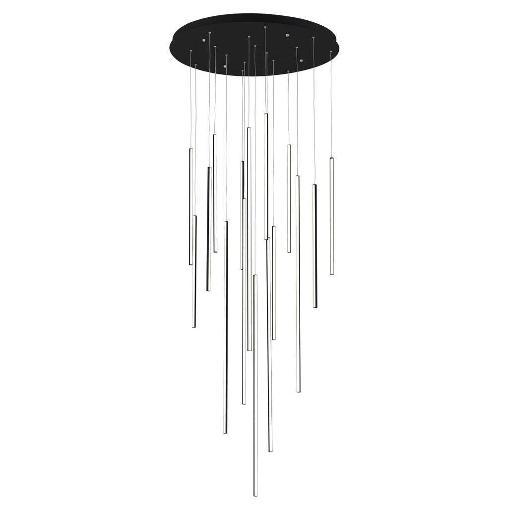 Chute 16 Head Multi Pendant — Black [Universal Voltage and 0-10 Dimming]