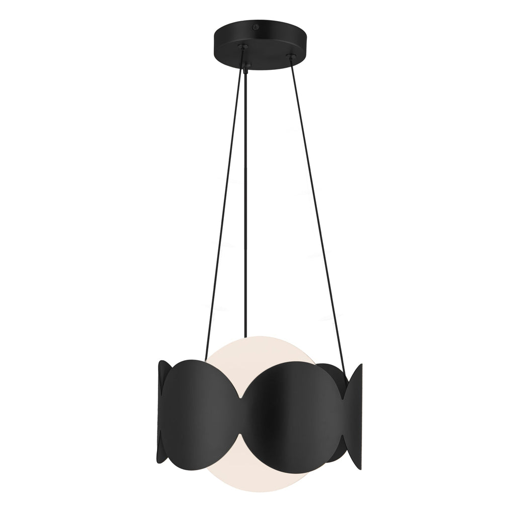 Ciel 10-in Chandelier — Black/Opal Glass