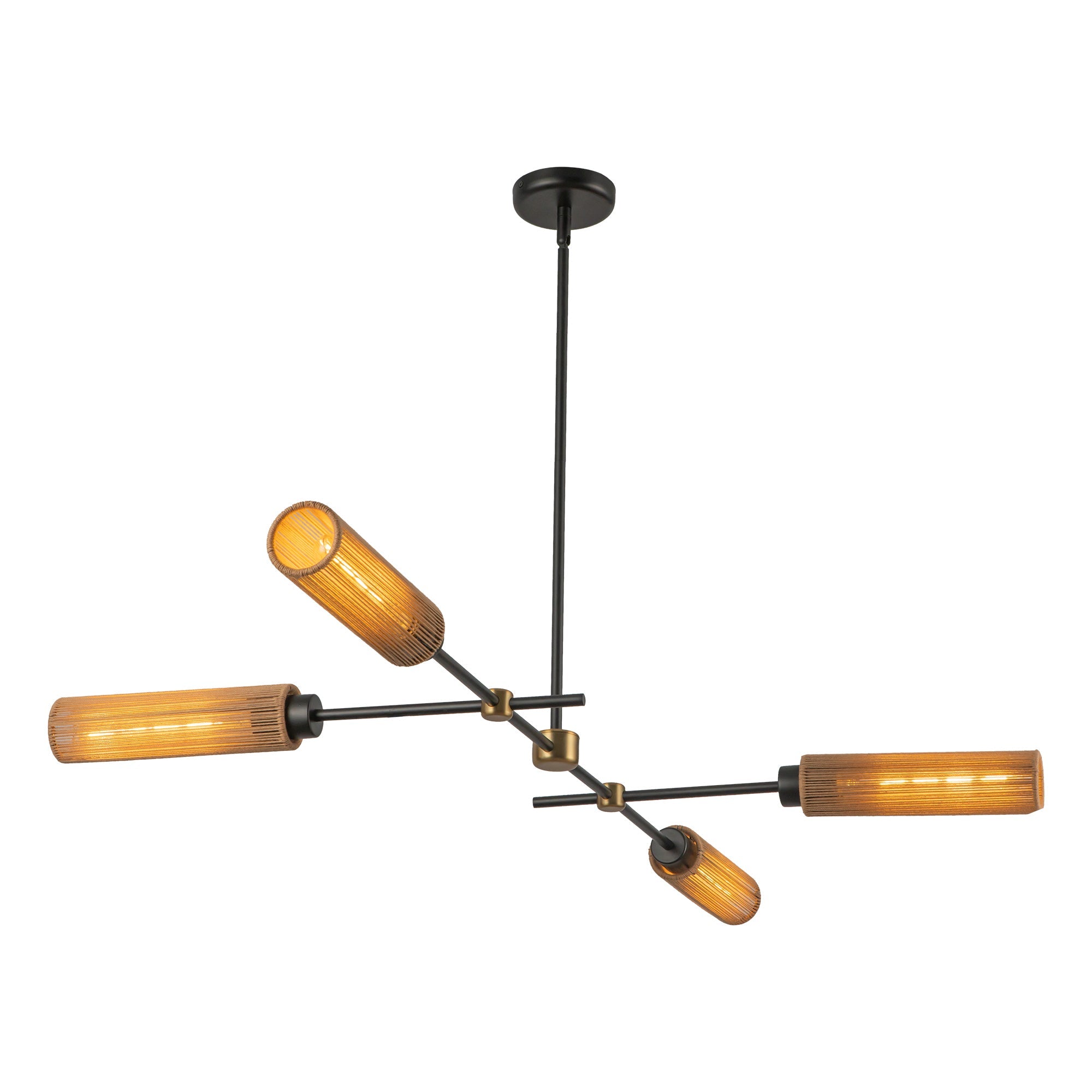 Colby 52-in Linear Pendant — Matte Black/Tan Jute