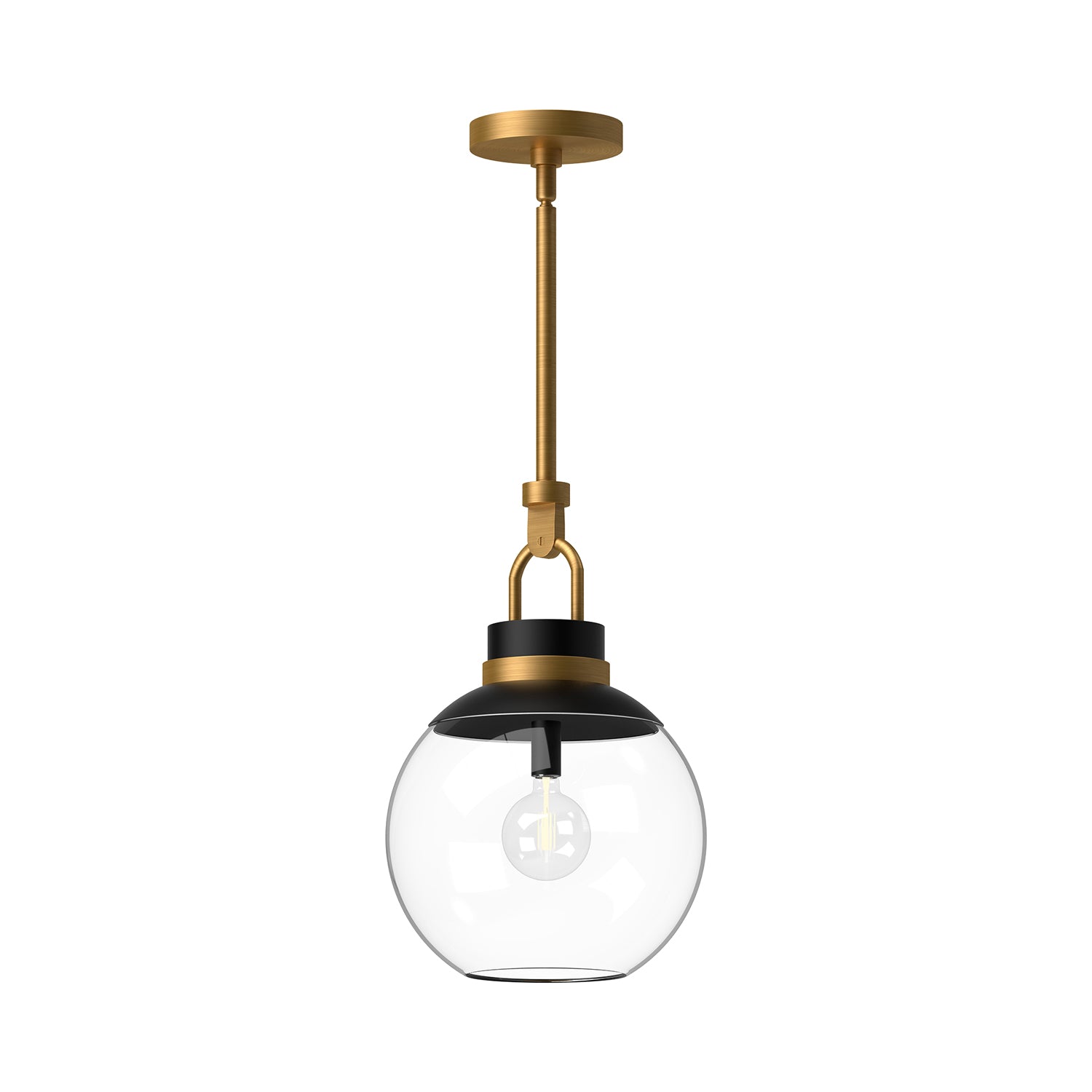 Copperfield 12-in Pendant — Aged Gold/Clear Glass