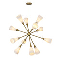 Cosmo 39-in Chandelier — Brushed Gold/Glossy Ribbed Opal Glass