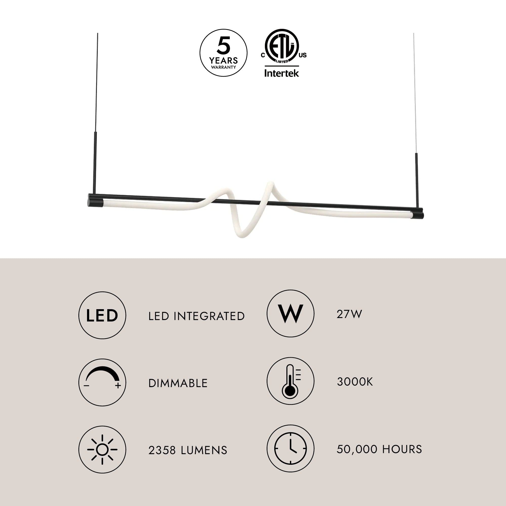 Cursive 54-in Linear Pendant