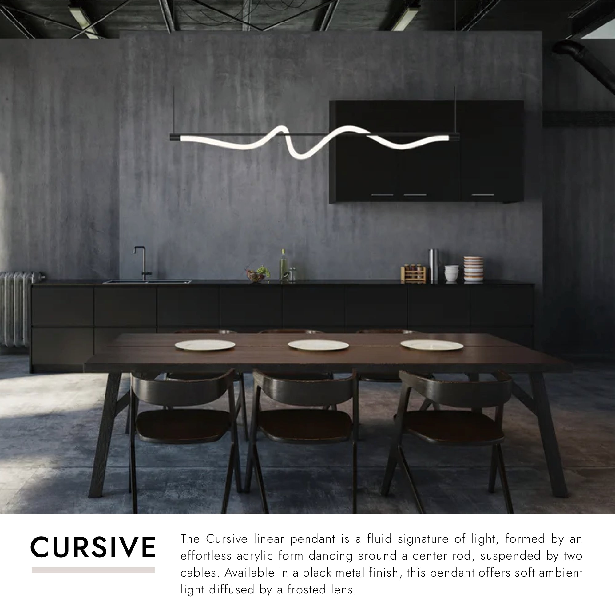 Cursive 54-in Linear Pendant
