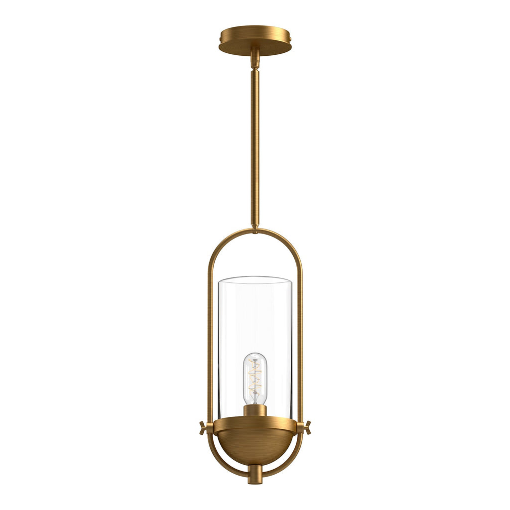 Cyrus 8-in Pendant — Aged Gold/Clear Glass