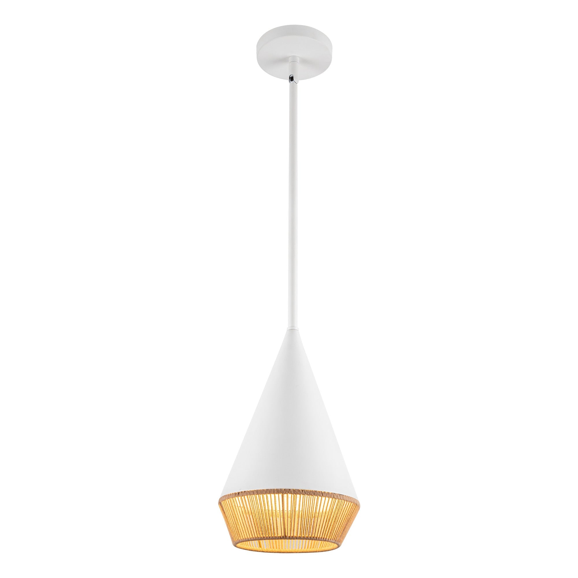 Daphne 7-in Pendant — White/Brown Cotton Rope