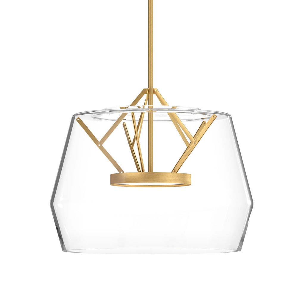 Deco 18-in Pendant — Clear/Brushed Gold
