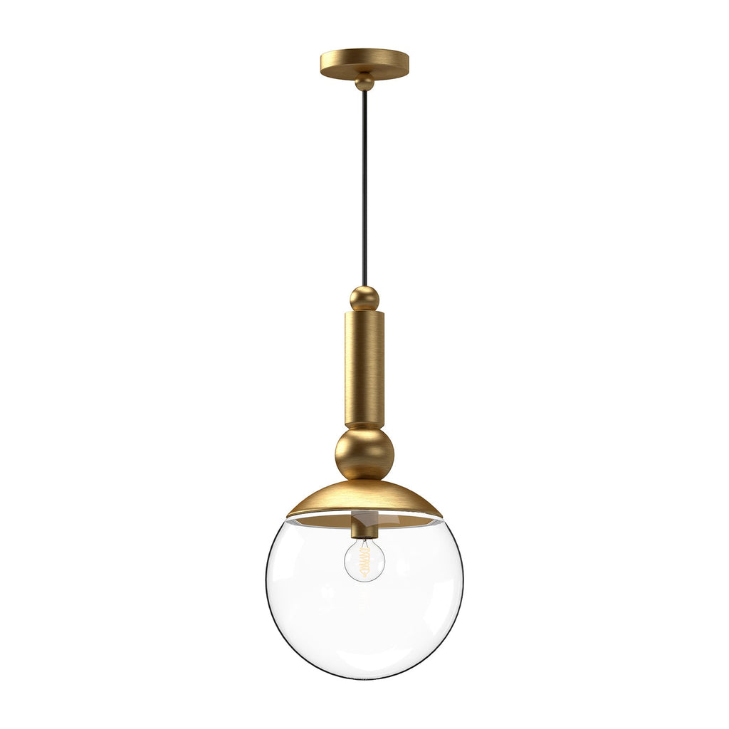 Delilah 10-in Pendant — Brushed Gold/Clear Glass