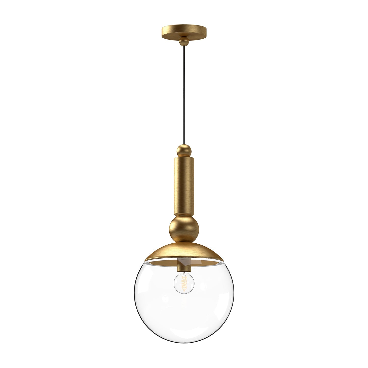 Delilah 10-in Pendant — Brushed Gold/Clear Glass