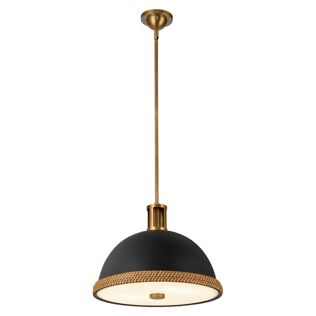 Doral 16-in Pendant — Matte Black/Vintage Brass