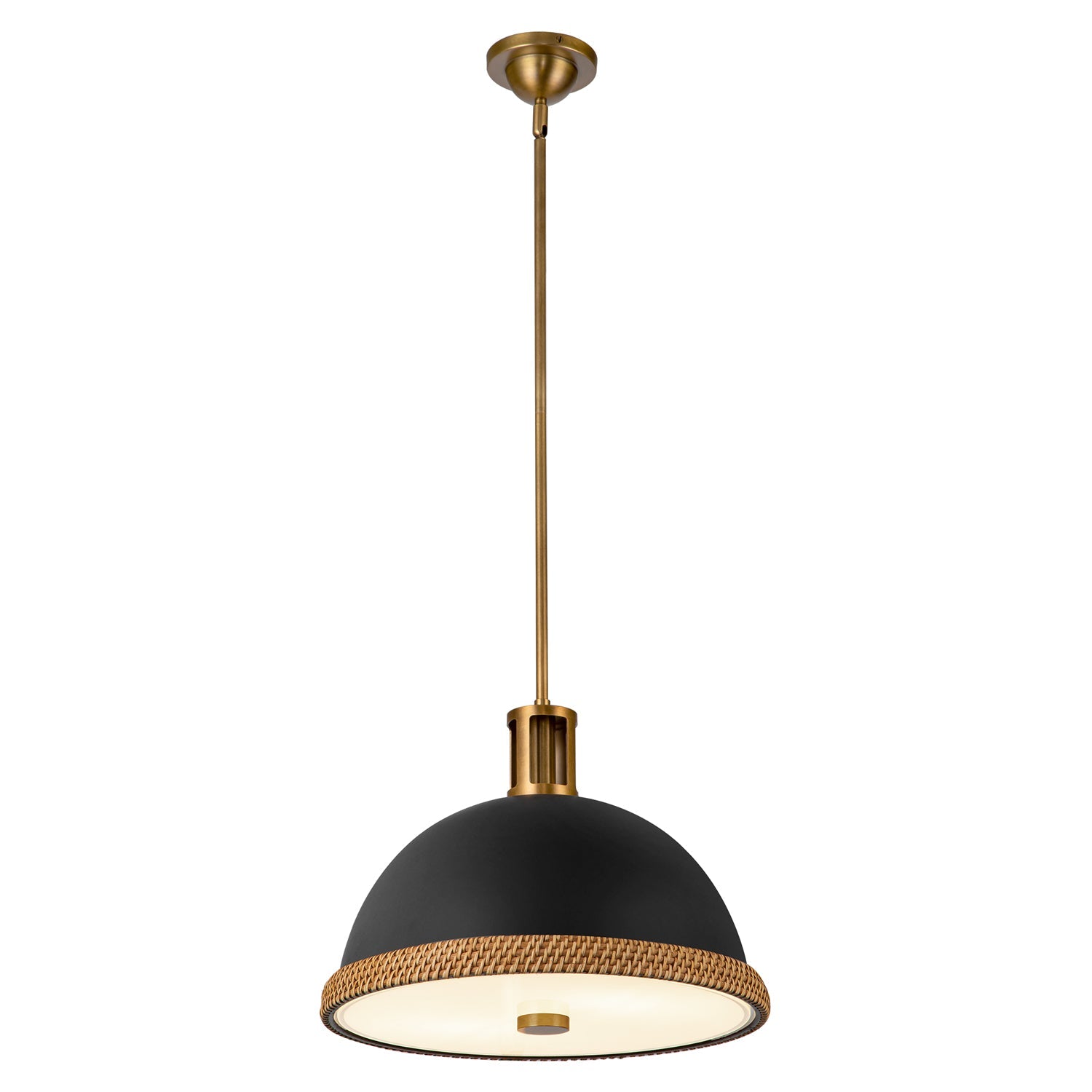 Doral 16-in Pendant — Matte Black/Vintage Brass