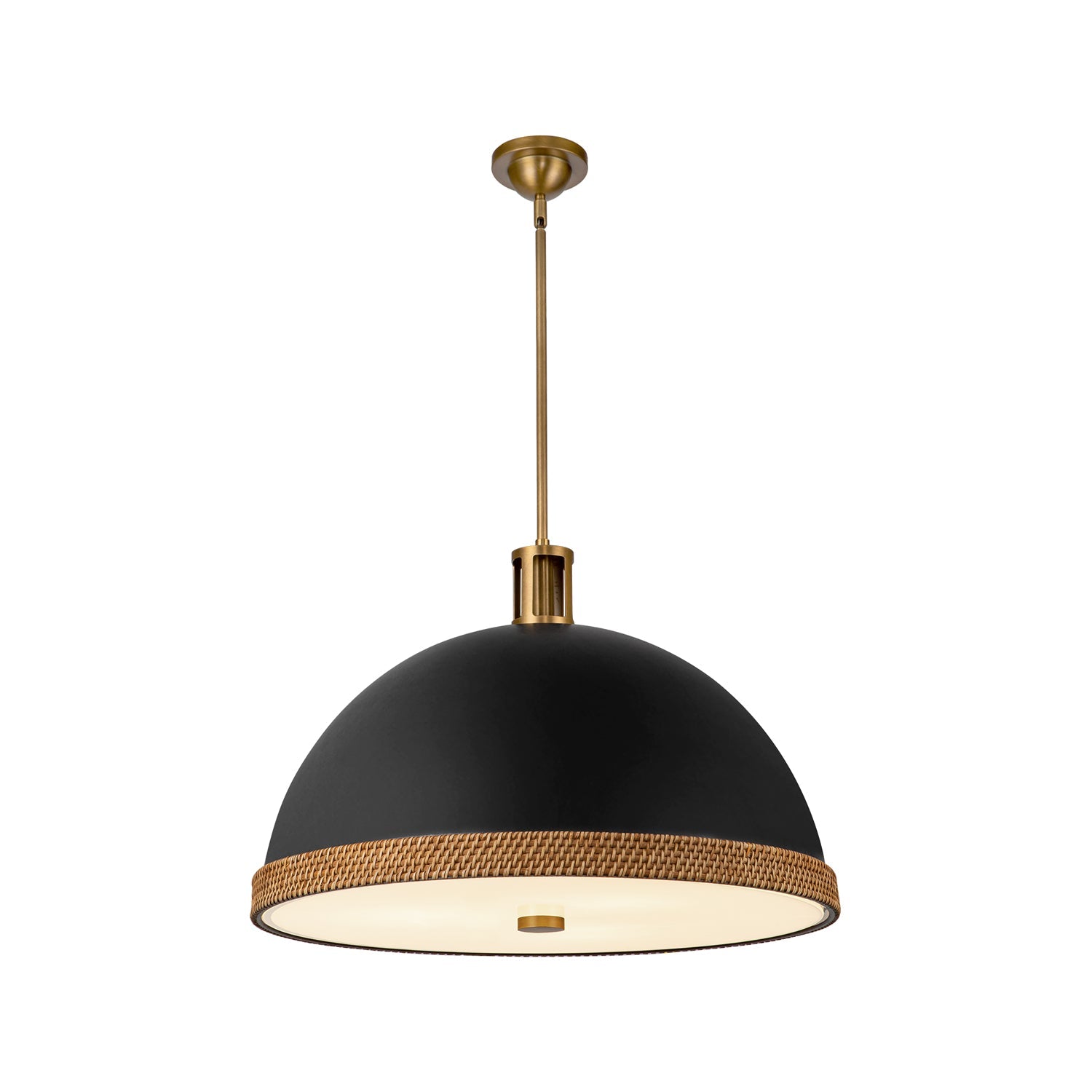 Doral 24-in Pendant — Matte Black/Vintage Brass