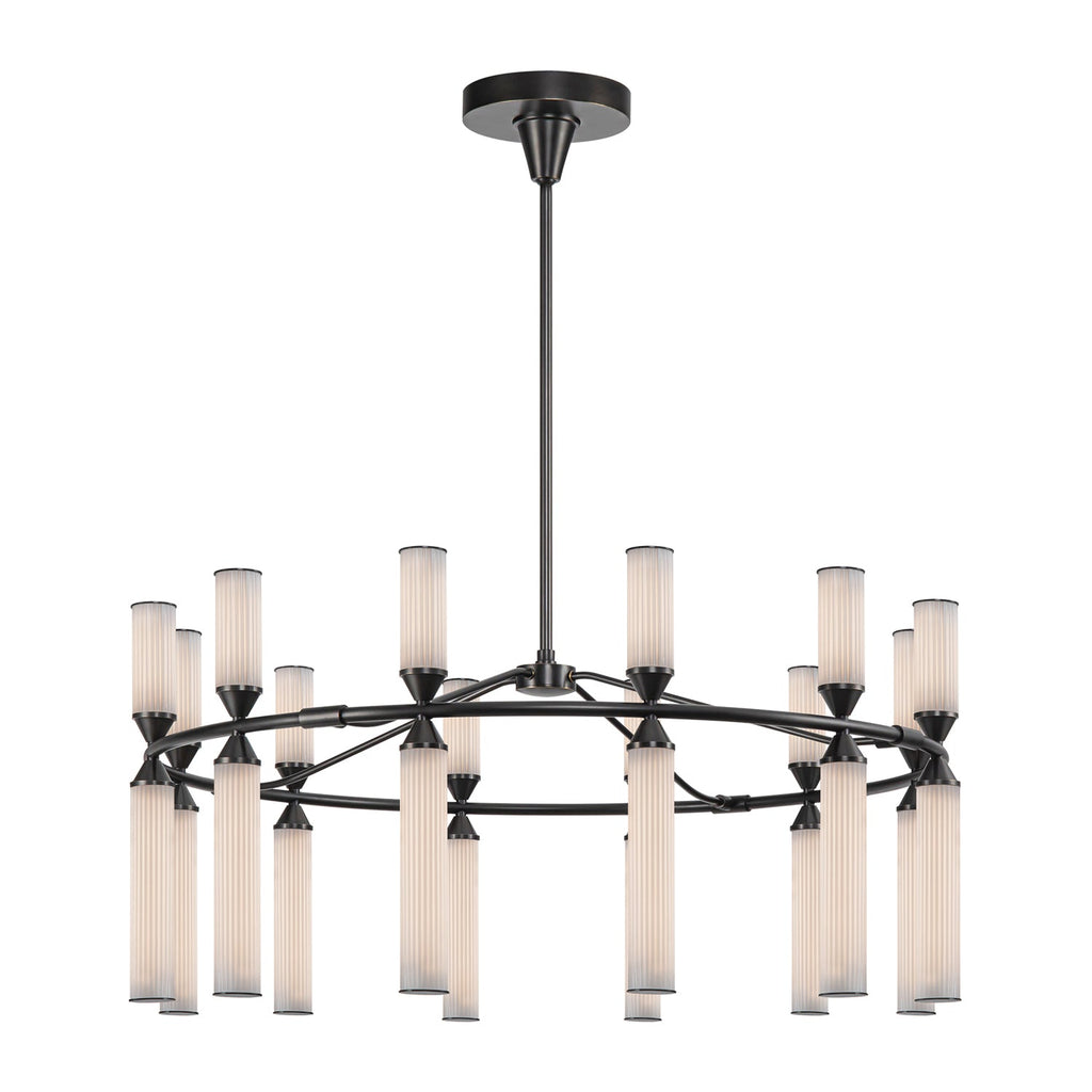 Edwin 38-in Chandelier — Urban Bronze/Frosted Ribbed Glass [Universal Voltage]