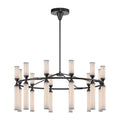 Edwin 38-in Chandelier — Urban Bronze/Frosted Ribbed Glass [Universal Voltage]