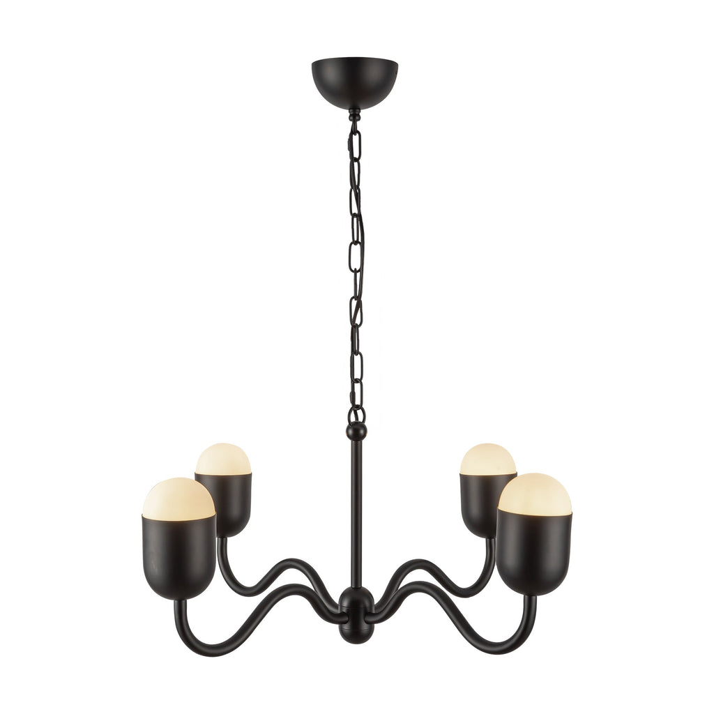 Effie 27-in Chandelier — Matte Black/Opal Glass