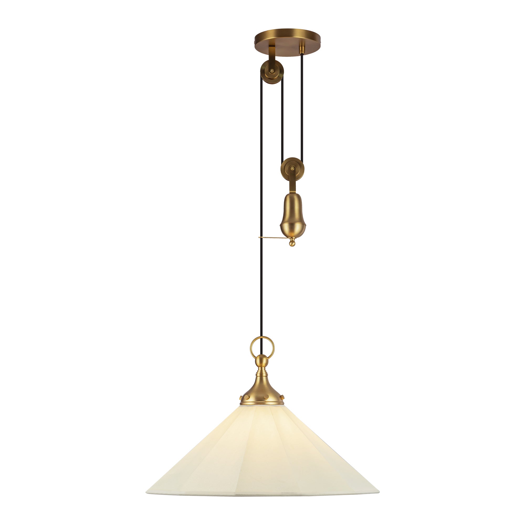 Ellen 20-in Pendant — Brushed Gold/White Linen