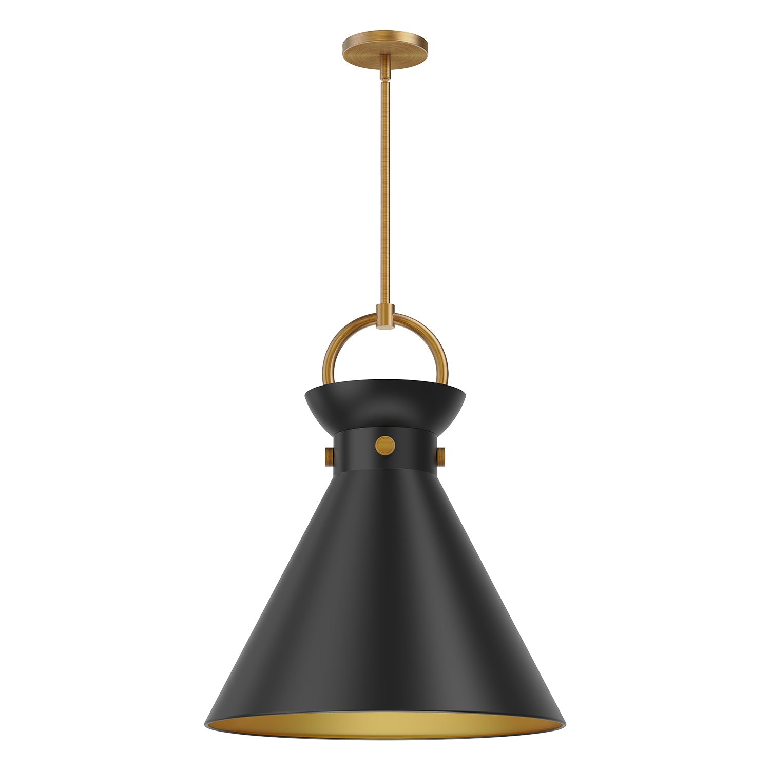 Emerson 18-in Pendant — Aged Gold/Matte Black