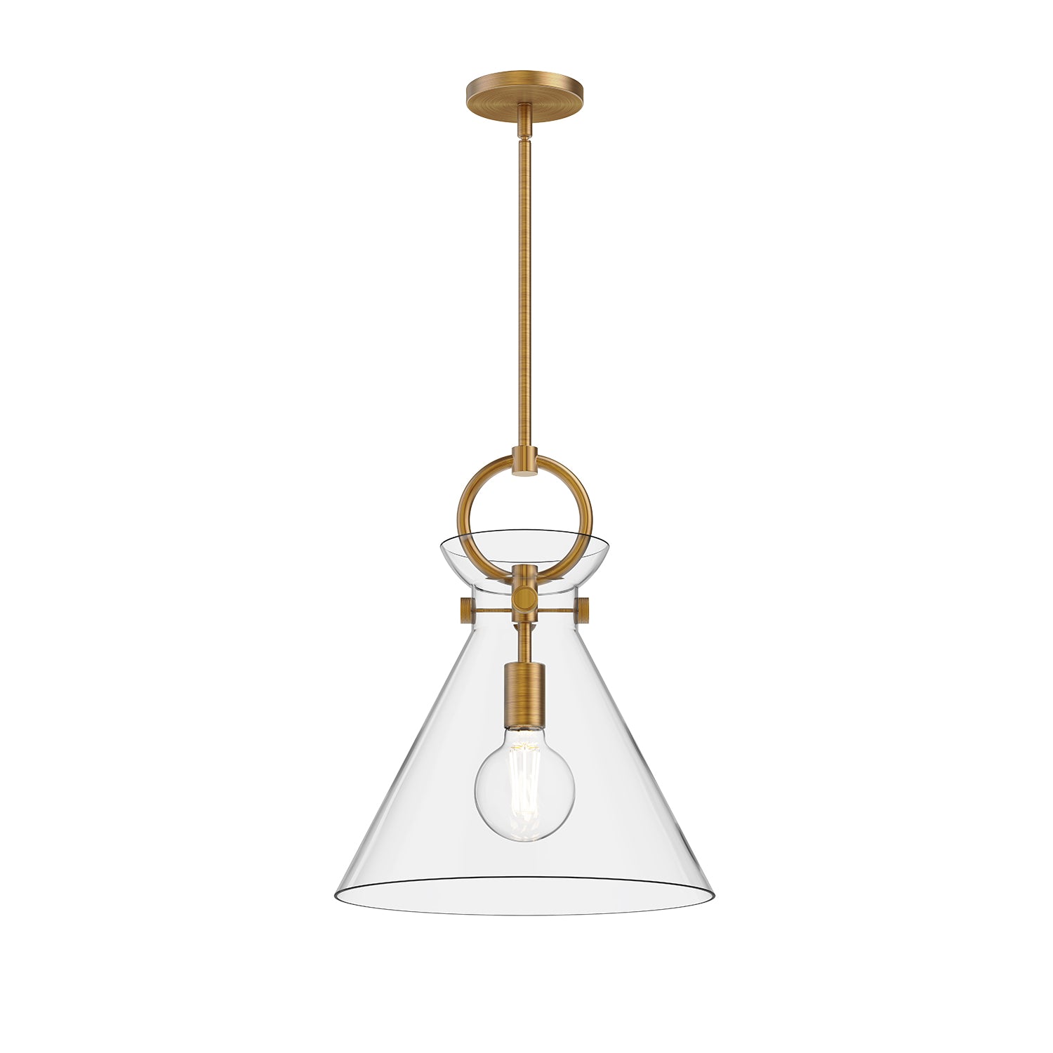 Emerson 14-in Pendant — Aged Gold/Clear