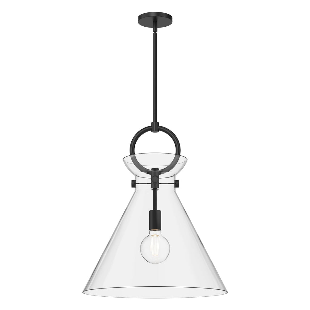 Emerson 18-in Pendant — Matte Black/Clear Glass