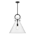 Emerson 18-in Pendant — Matte Black/Clear Glass