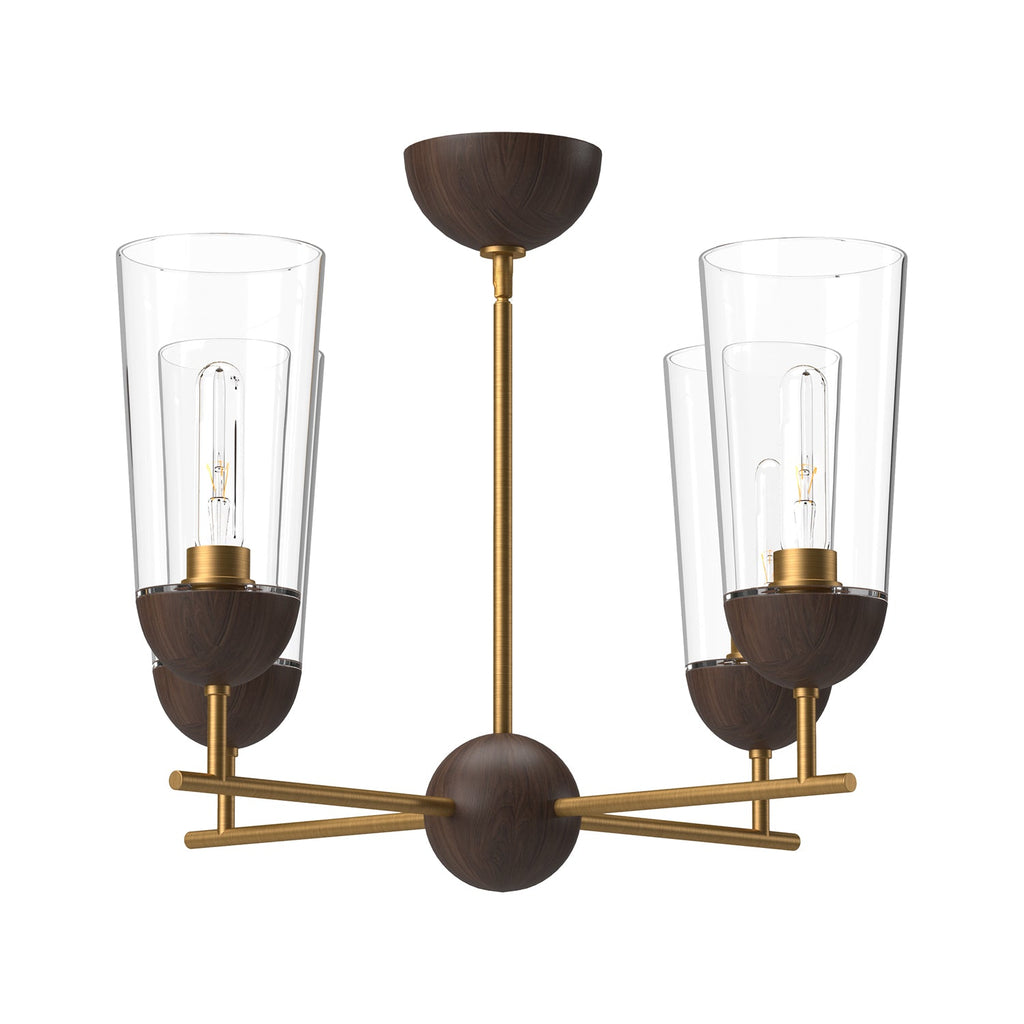 Emil 25-in Chandelier — Aged Gold/Walnut