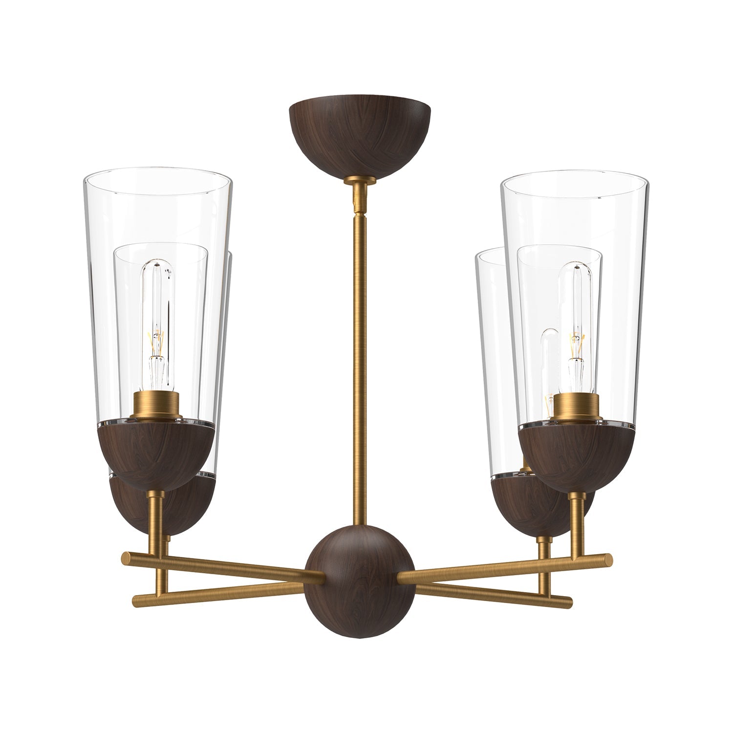 Emil 25-in Chandelier — Aged Gold/Walnut