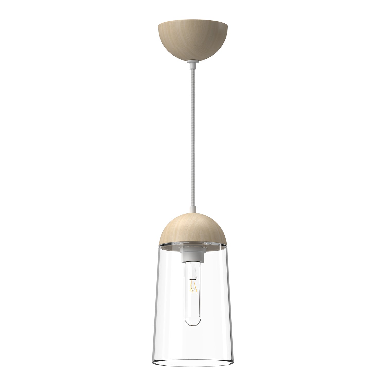 Emil 6-in Pendant — White/White Oak