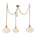 Farrah 3 Head Multi Pendant — Brushed Gold/Glossy Ribbed Opal Glass