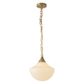 Farrah 12-in Pendant — Brushed Gold/Glossy Ribbed Opal Glass