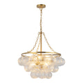 Faye 24-in Chandelier — Brushed Gold/Clear Ribbed Glass
