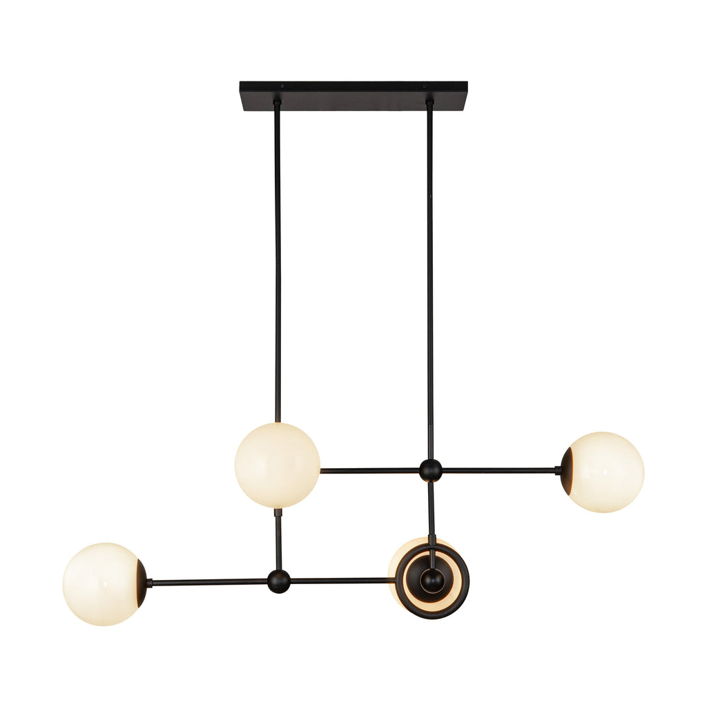 Fiore 42-in Chandelier — Matte Black/Glossy Opal Glass