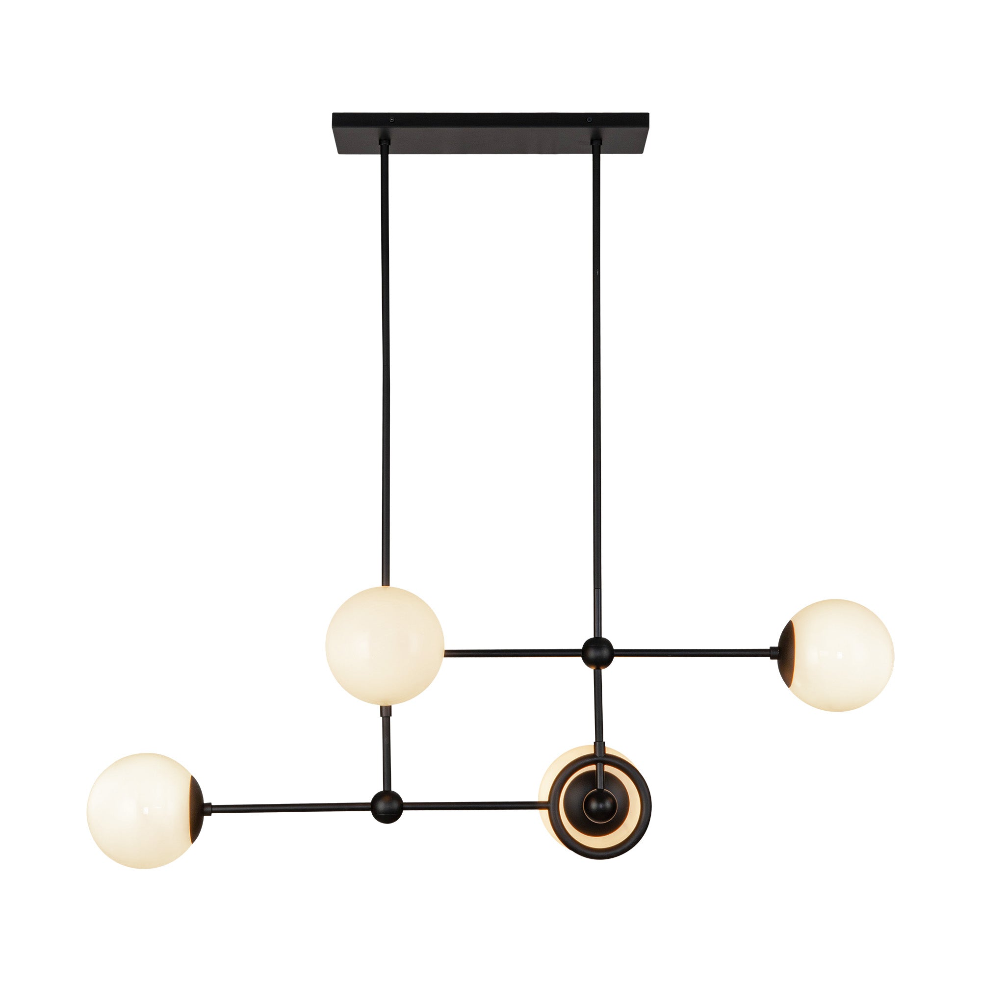 Fiore 42-in Chandelier — Matte Black/Glossy Opal Glass