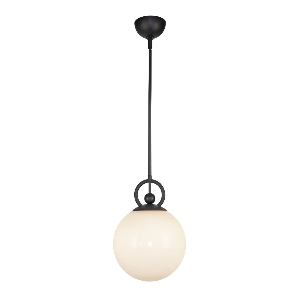 Fiore 10-in Pendant — Matte Black/Glossy Opal Glass