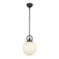 Fiore 10-in Pendant — Matte Black/Glossy Opal Glass