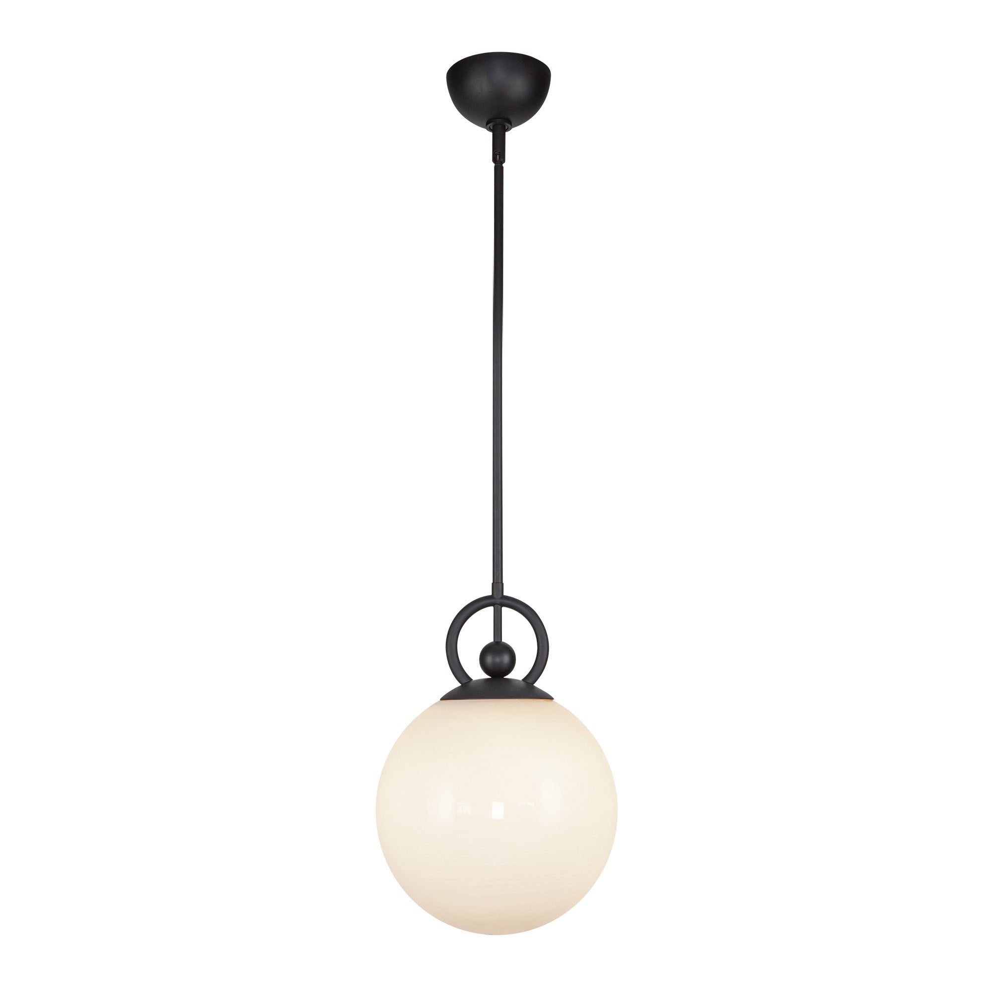 Fiore 10-in Pendant — Matte Black/Glossy Opal Glass