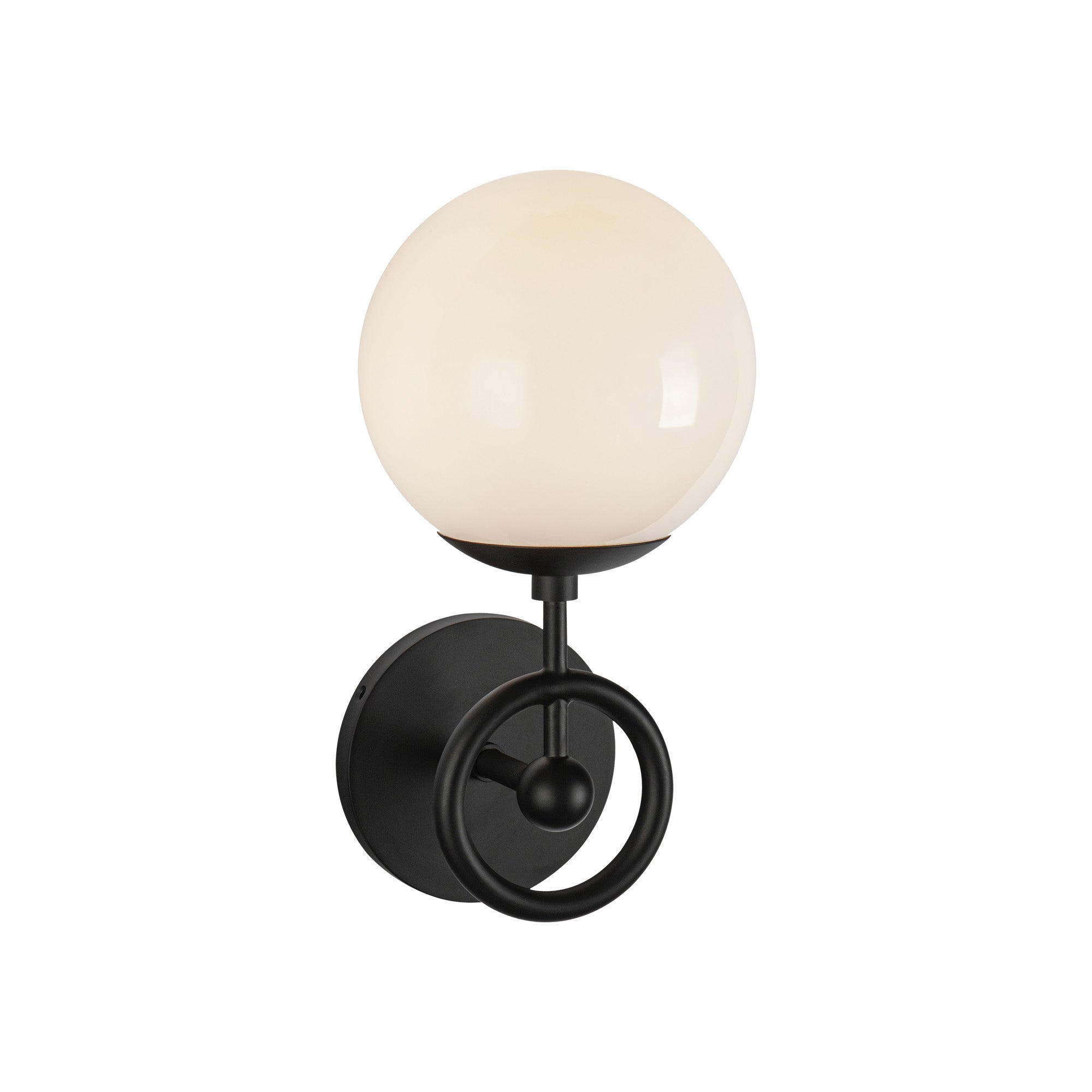 Fiore 6-in Wall/Vanity Light — Matte Black/Glossy Opal Glass
