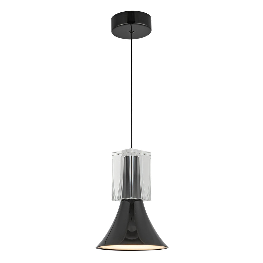 Floe 8-in Pendant — Glossy Black/Clear Crystal [Universal Voltage]