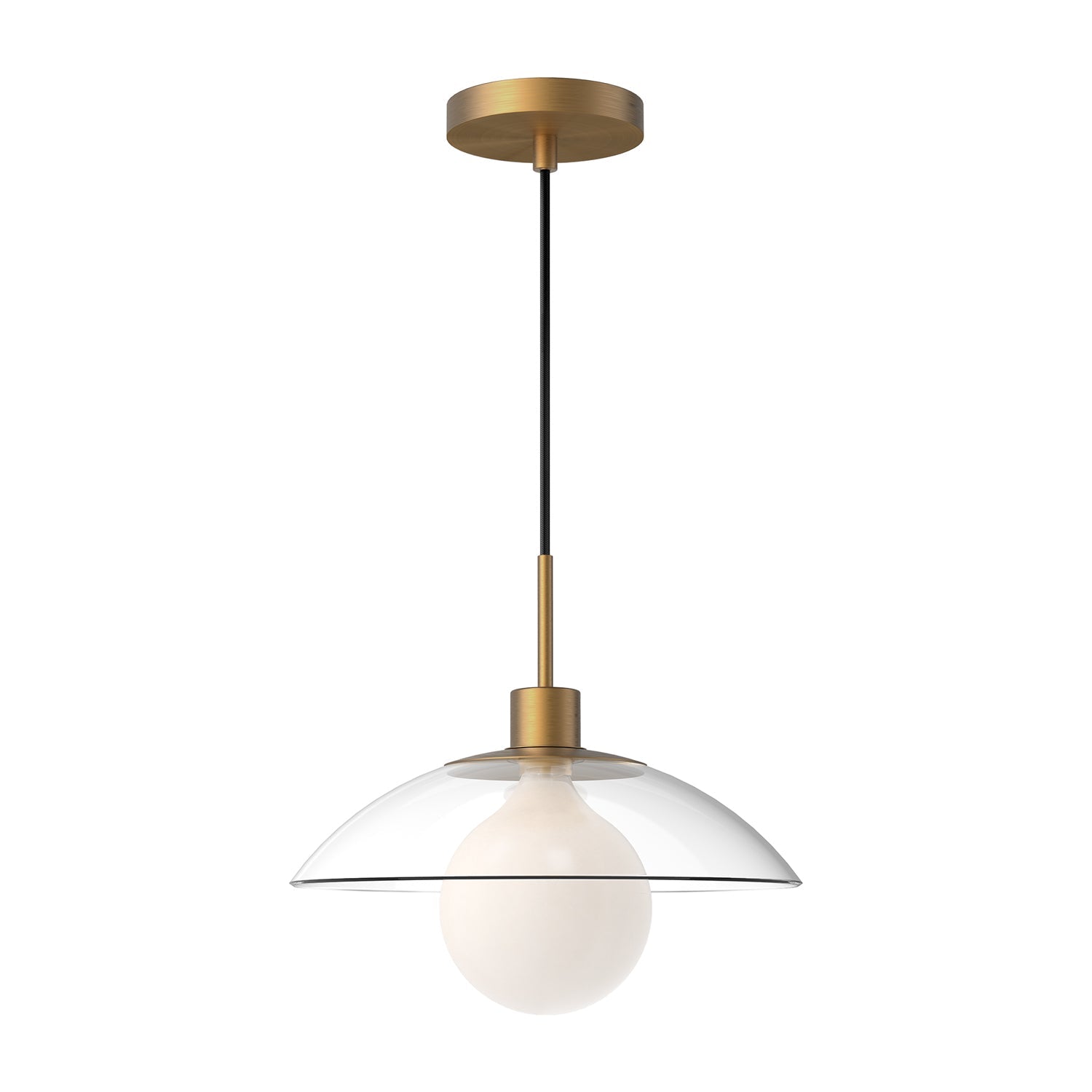 Francesca 12-in Pendant — Aged Gold/Clear Glass