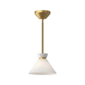 Halston 8-in Pendant — Brushed Gold/Glossy Opal Glass