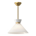 Halston 14-in Pendant — Brushed Gold/Glossy Opal Glass