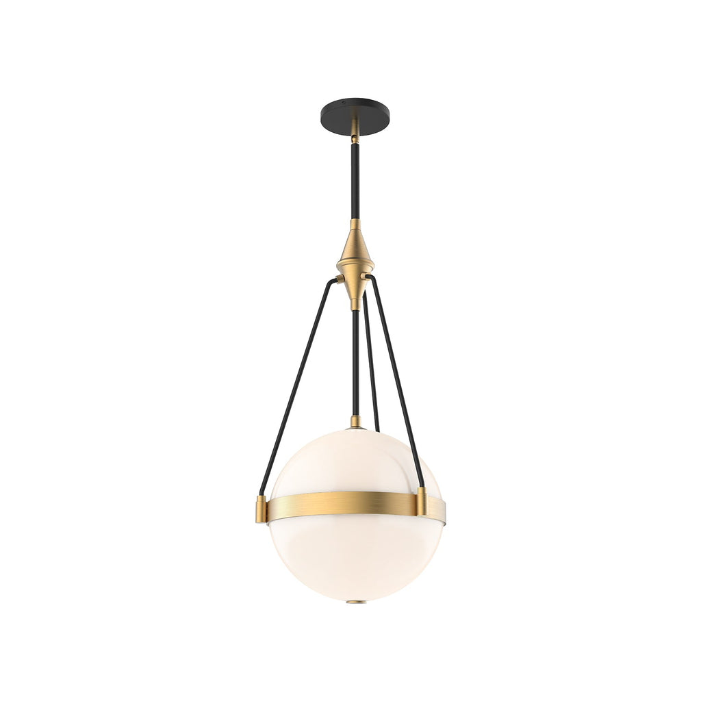 Harmony 14-in Pendant — Brushed Gold/Glossy Opal Glass