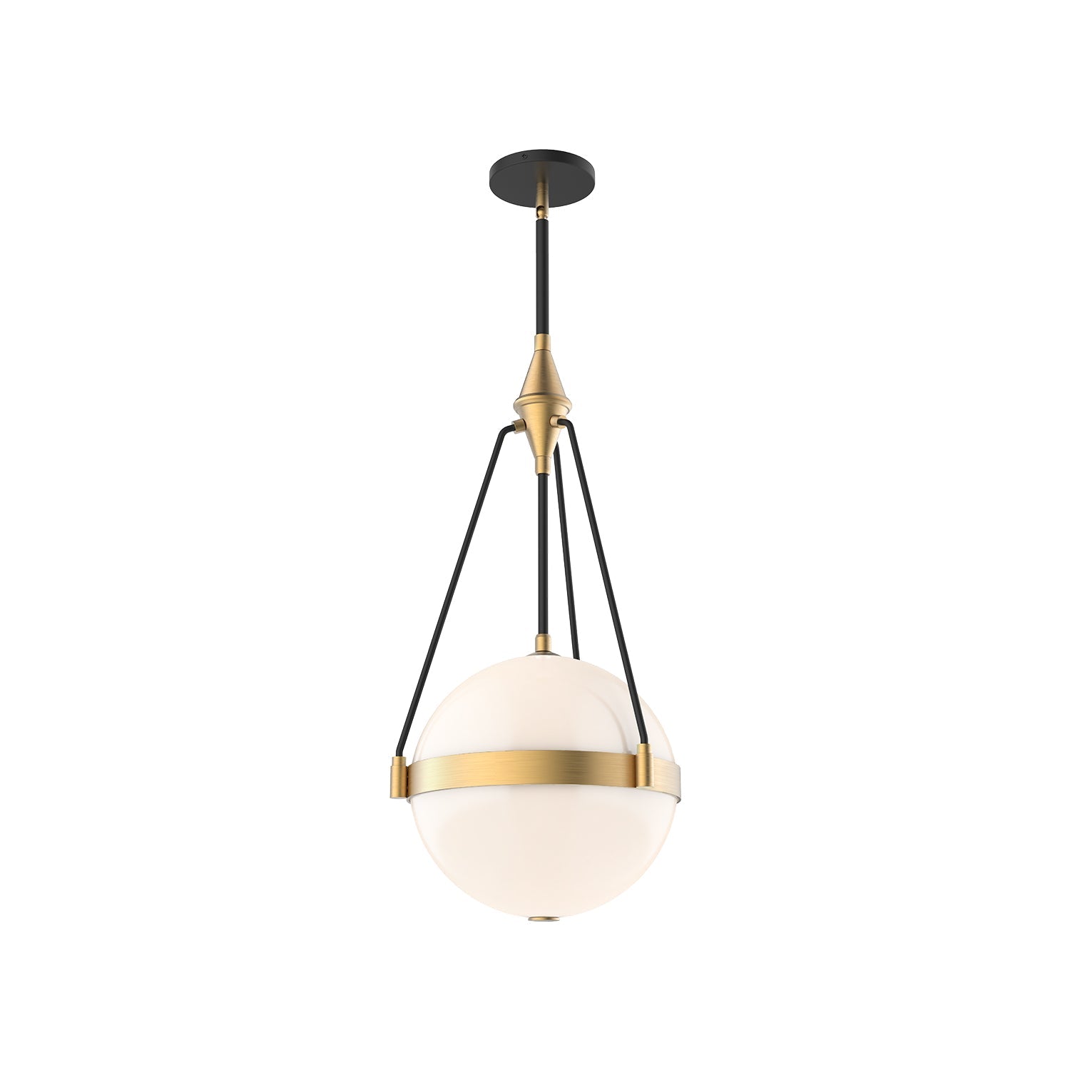 Harmony 14-in Pendant — Brushed Gold/Glossy Opal Glass