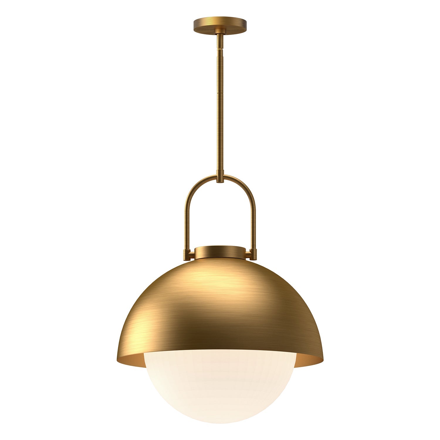 Harper 16-in Pendant — Aged Gold/Opal Matte Glass